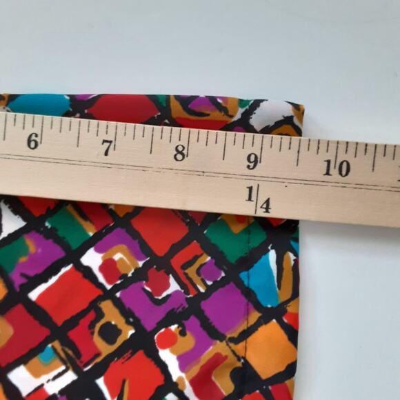 Vintage 70s Disco Button Down Shirt Art Deco Satin Cropped Women 6 Art to Wear - Picture 9 of 9